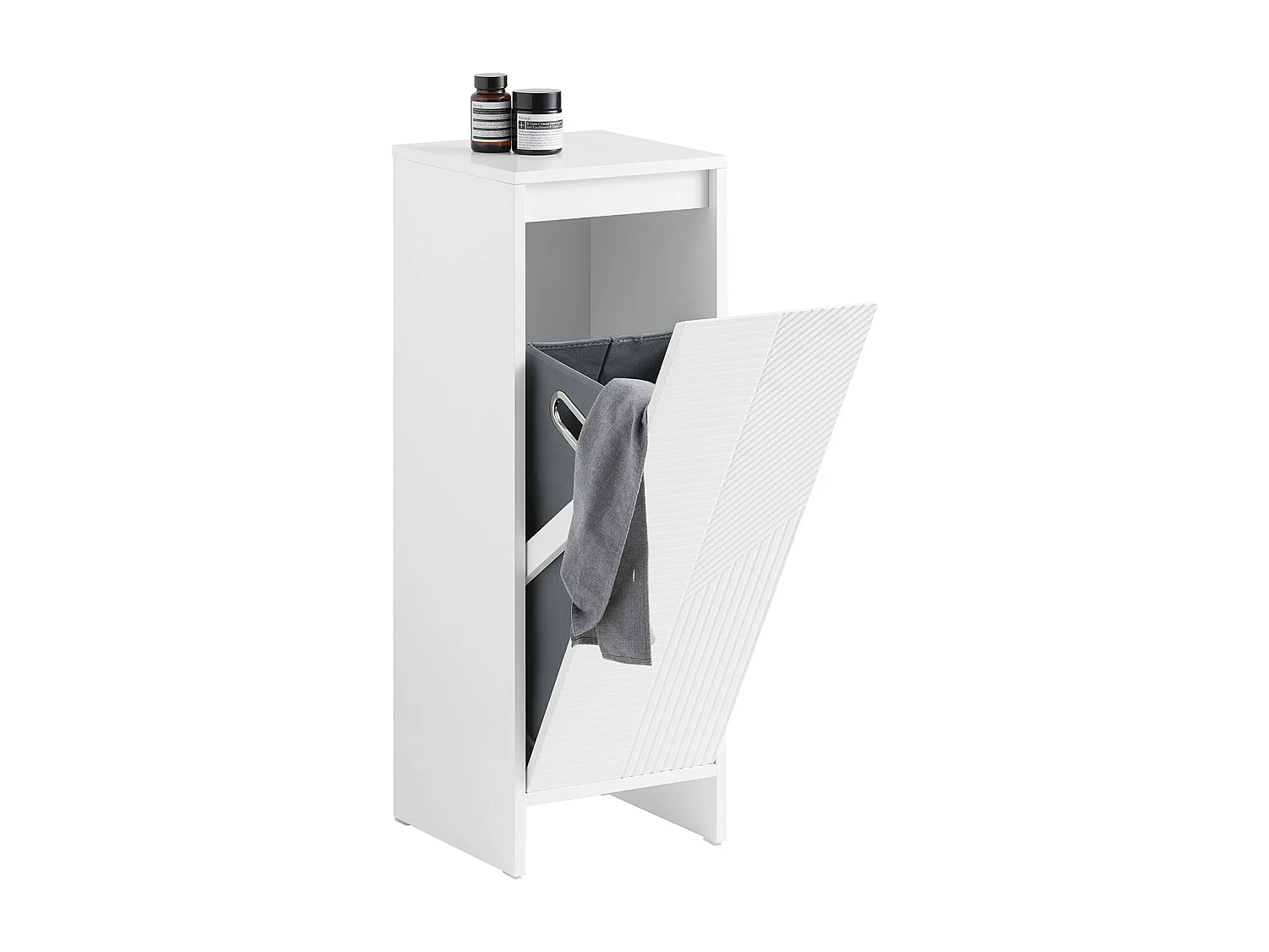 SoBuy BZR154-W Linnenkast Badkameronderkast Wasmandopbergmeubel met 1 uitneembare wasmand