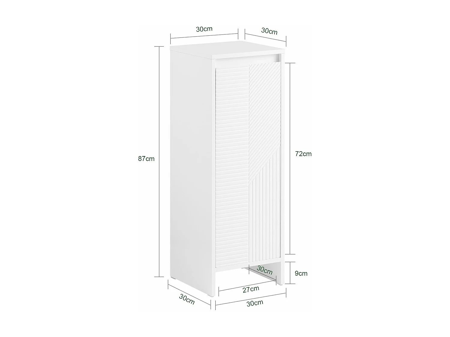 SoBuy BZR154-W Armoire à Linge Meuble Bas de Salle de Bain Corbeille à Linge Meuble de Rangement avec 1 Panier à Linge Amovible, Blanc, 30x30x87cm