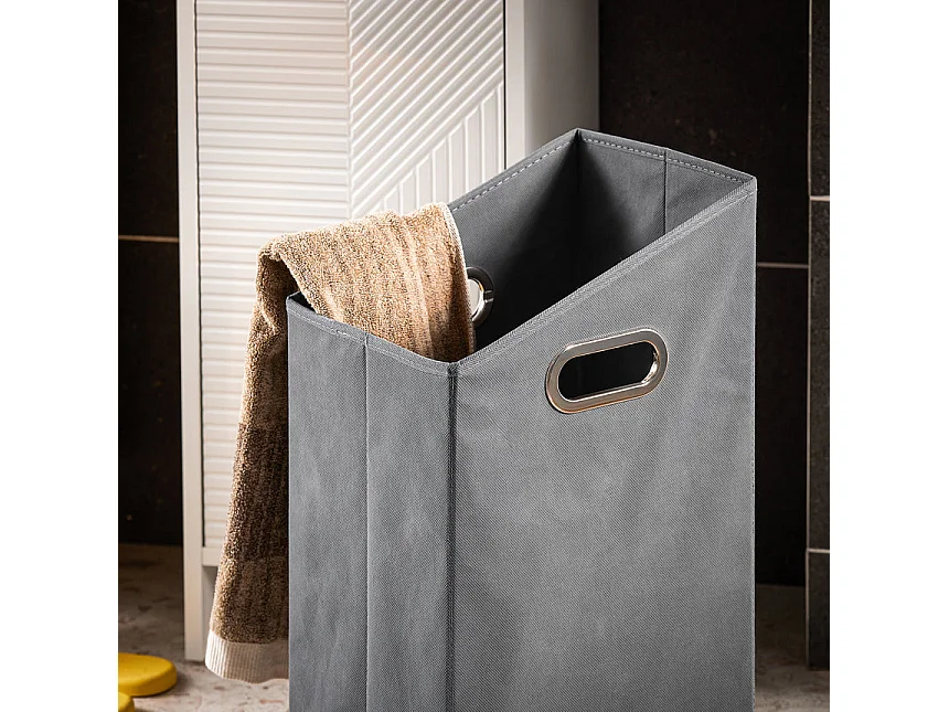 SoBuy BZR154-W Armoire à Linge Meuble Bas de Salle de Bain Corbeille à Linge Meuble de Rangement avec 1 Panier à Linge Amovible, Blanc, 30x30x87cm