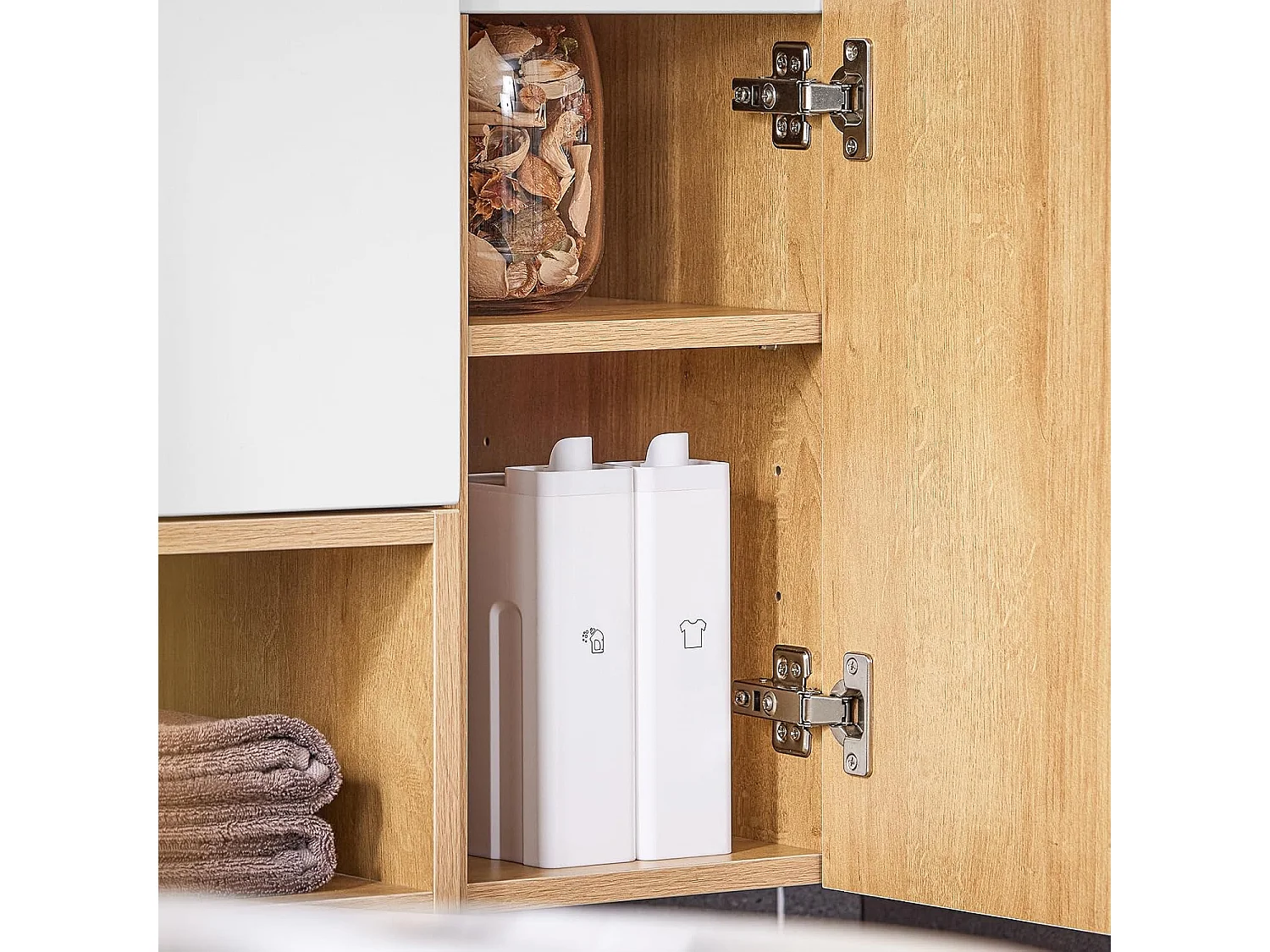 SoBuy BZR178-WN Meuble Suspendu pour Lavabo Armoire de Salle de Bain Vasque Ensemble de Lavabo en céramique, 1 Tiroir et 1 Porte