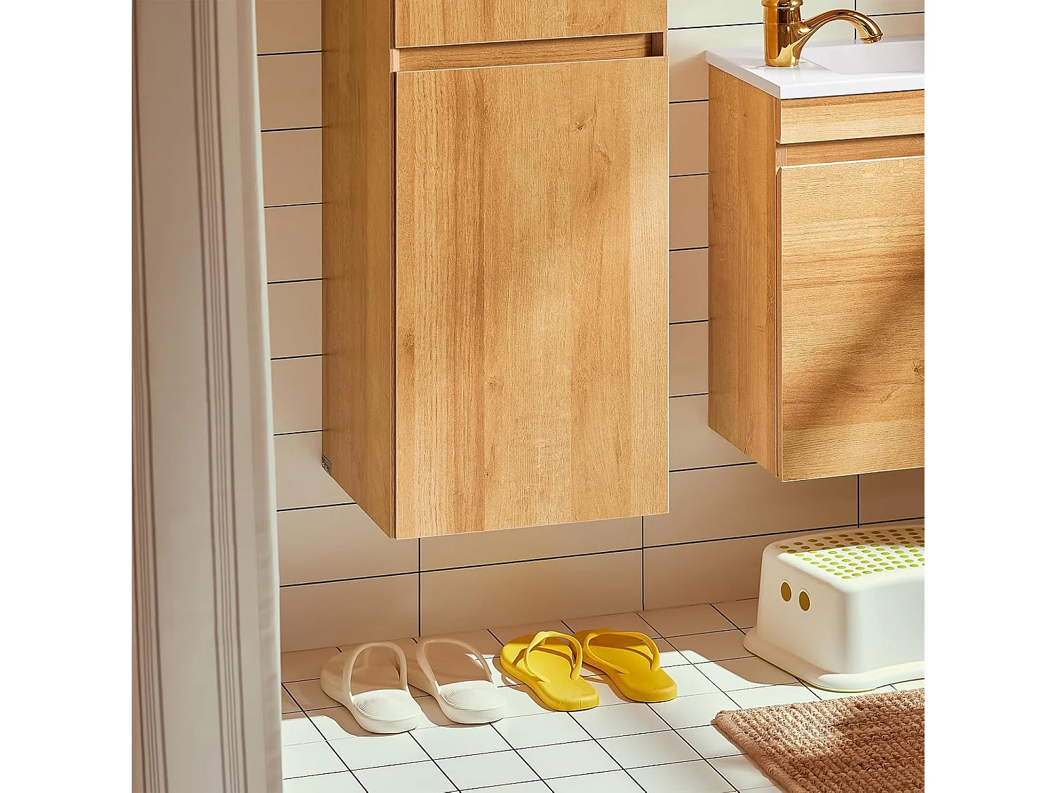 Armario Alto de Baño Colgante Mueble Columna BZR175-N SoBuy ES