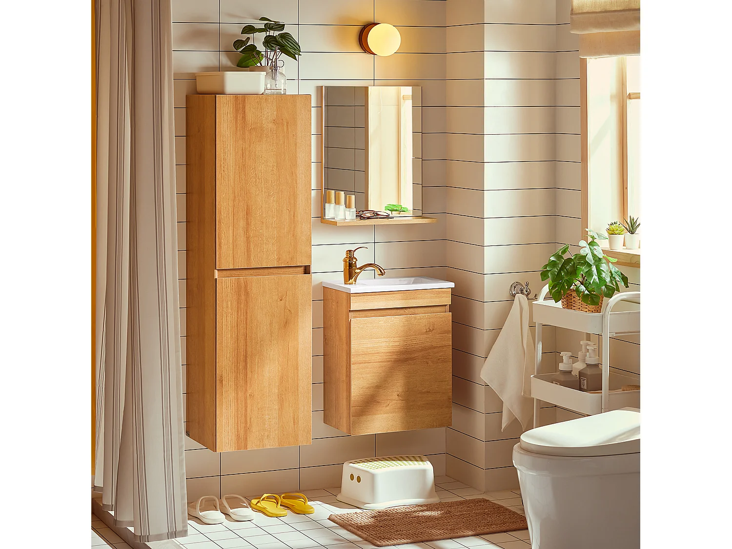 Armario Alto de Baño Colgante Mueble Columna BZR175-N SoBuy ES