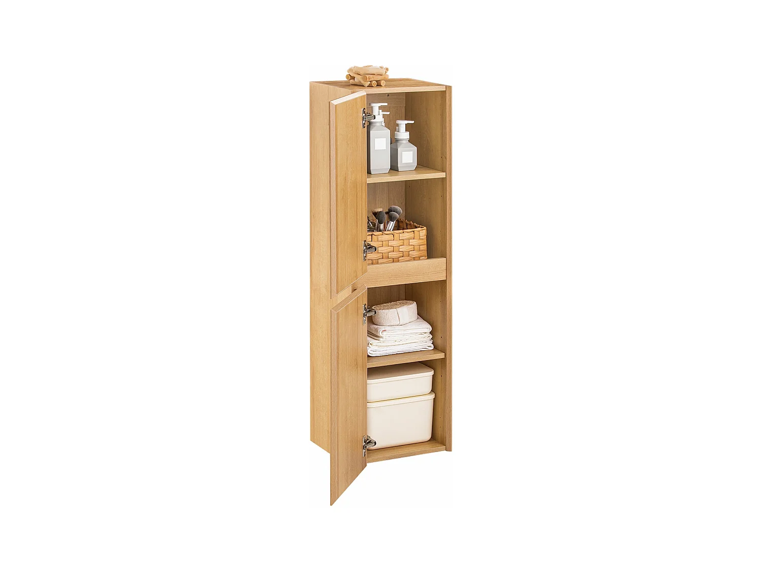 SoBuy BZR175-N Colonne de Salle de Bain Suspendue Armoire de Toilette Meuble Rangement, 2 Portes, Étagères Réglables