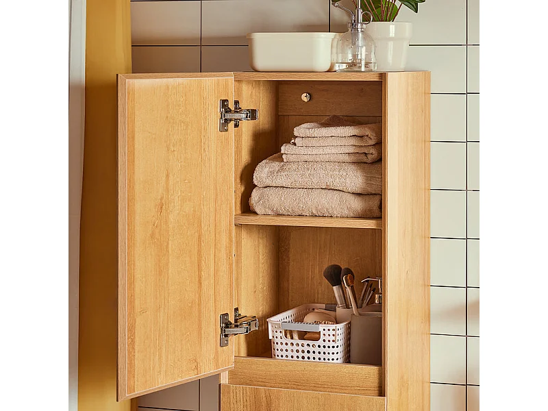 SoBuy BZR175-N Colonne de Salle de Bain Suspendue Armoire de Toilette Meuble Rangement, 2 Portes, Étagères Réglables