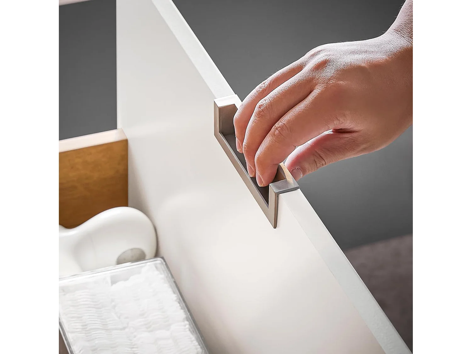 SoBuy Hangende wastafel Badkamerkast met wastafel Badkamermeubel met wastafel Keramische wastafelset, 1 lade en 1 vak, natuurlijk wit, 61x46x59cm, BZR171-N