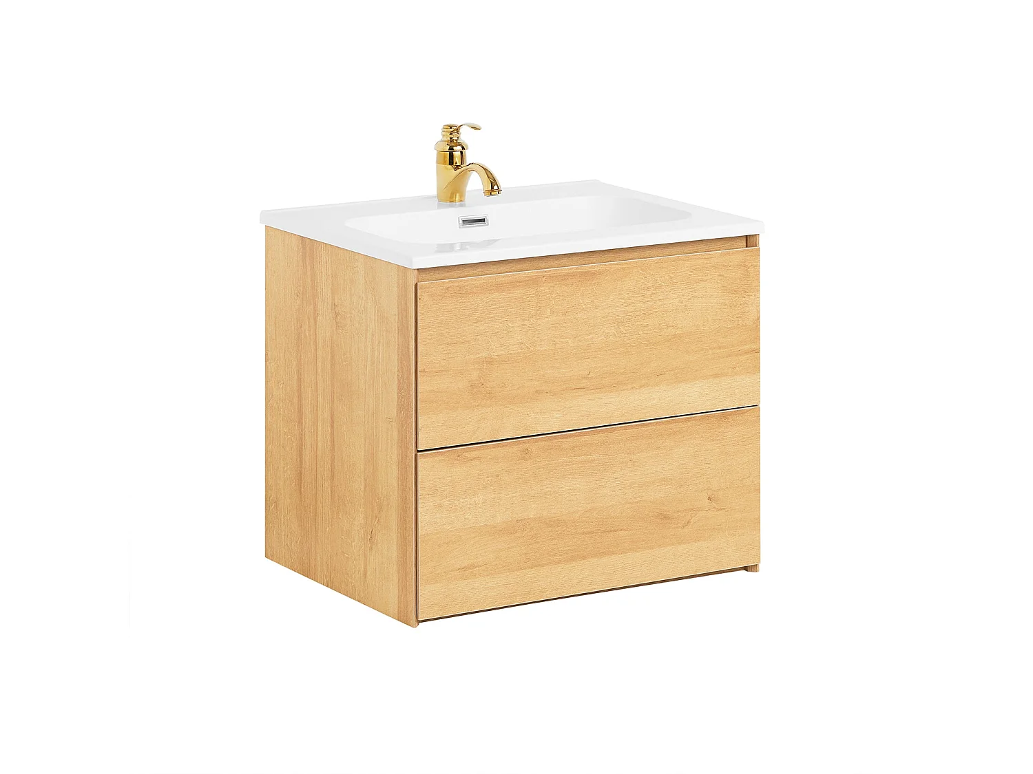 SoBuy Mobile base per lavabo con due cassetti Mobile da bagno Naturale 61x46x54cm BZR174-N