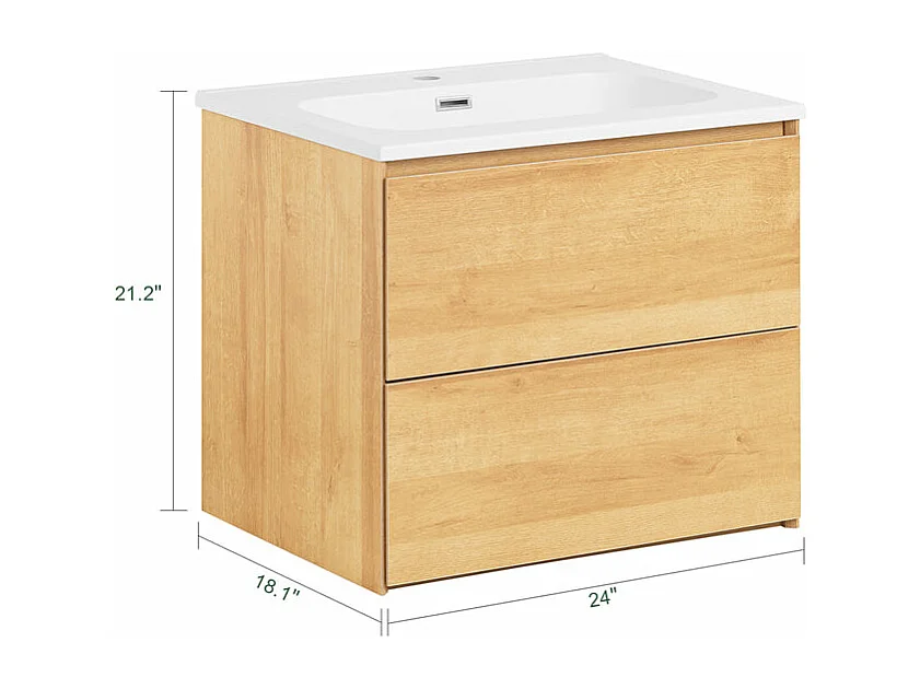 SoBuy Mobile base per lavabo con due cassetti Mobile da bagno Naturale 61x46x54cm BZR174-N