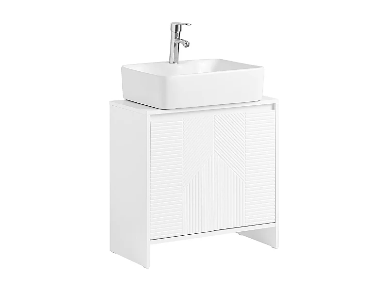 SoBuy BZR157-W Meuble Sous Lavabo, Meuble sous Vasque, Meuble Salle de Bain avec 2 Portes et 2 Étages, Placard de Rangement Salle de Bain, L60 x P30 x H61 cm, Blanc