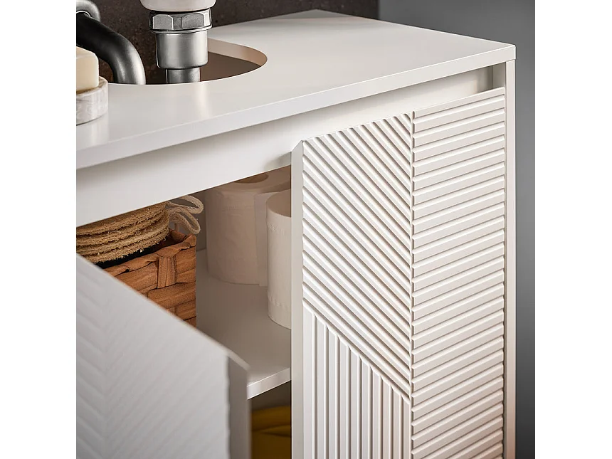 SoBuy BZR157-W Meuble Sous Lavabo, Meuble sous Vasque, Meuble Salle de Bain avec 2 Portes et 2 Étages, Placard de Rangement Salle de Bain, L60 x P30 x H61 cm, Blanc