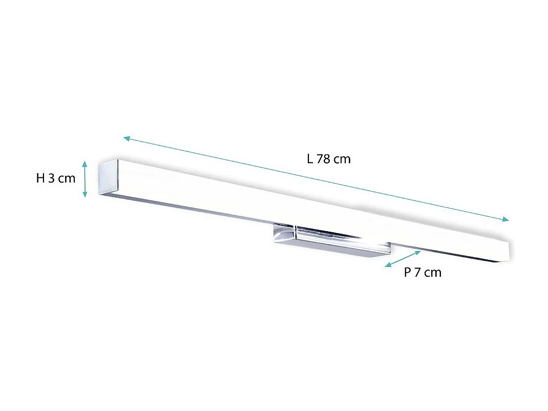 Applique de salle de bain 78cm chrome (20W 1600lm 4000K IP44) - Voltman