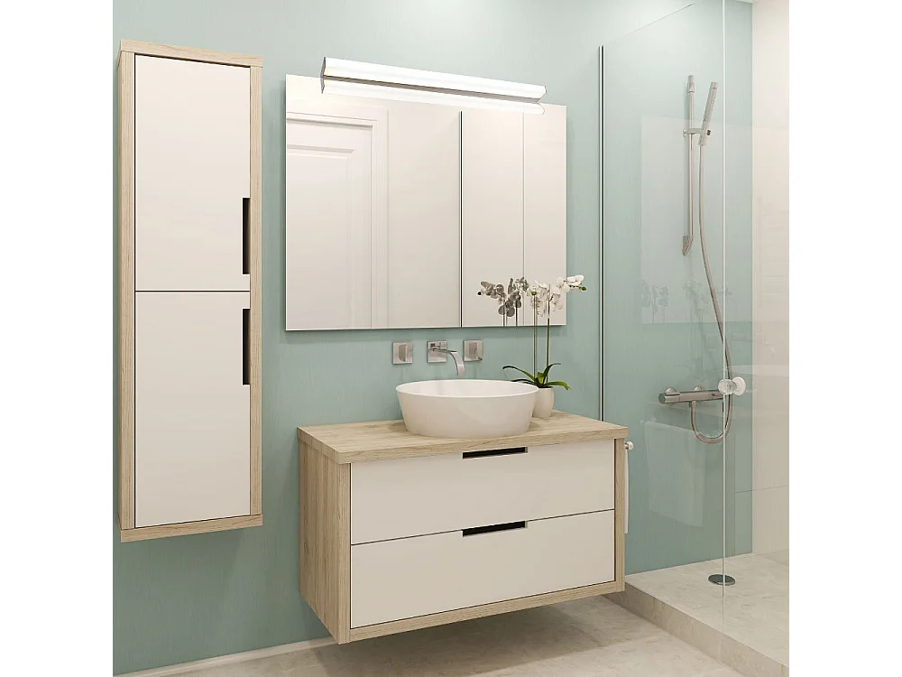 Réglette spéciale Salle de Bains IP44 (90cm 18W 1410lm 4000K) Chrome - Voltman