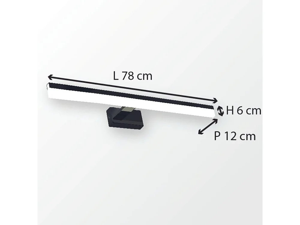 Applique de salle de bain 78cm Noire (16W 1280lm 4000K IP44) - Voltman