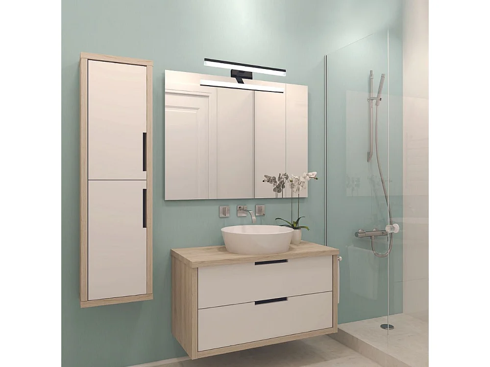 Applique de salle de bain 78cm Noire (16W 1280lm 4000K IP44) - Voltman