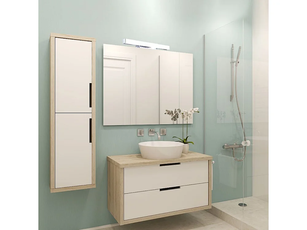 Applique de salle de bain 41cm chrome (12W 960lm 4000K IP44) - Voltman