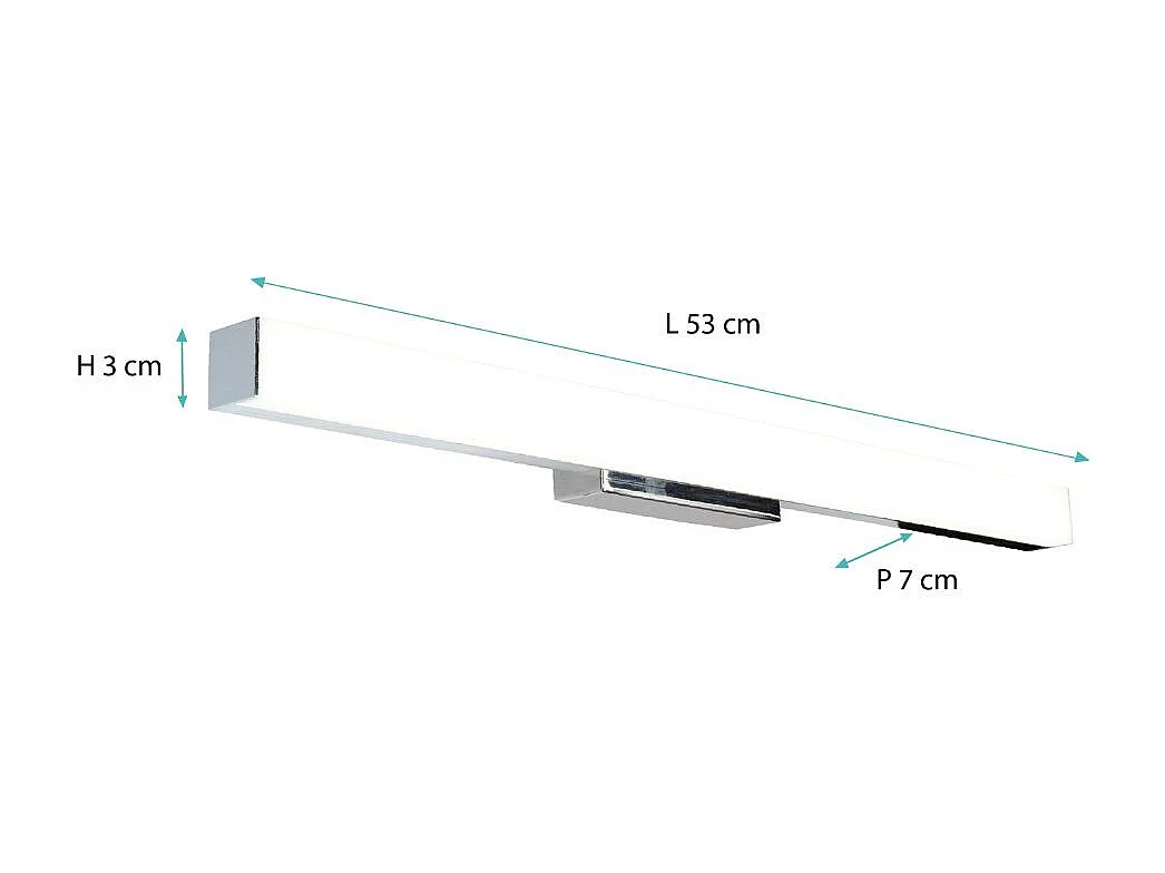 Applique de salle de bain 53cm chrome (16W 1280lm 4000K IP44) - Voltman