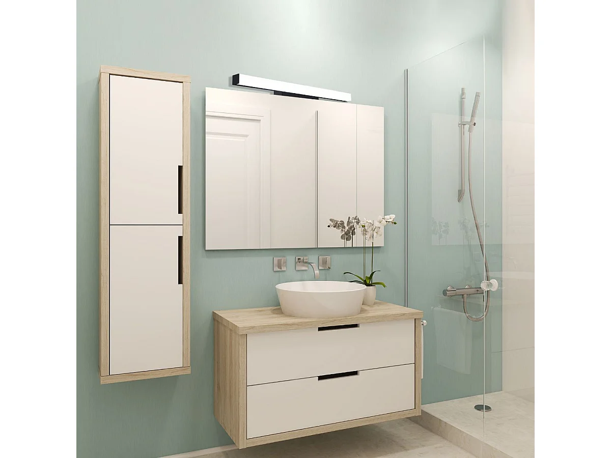 Applique de salle de bain 53cm Noire (16W 1280lm 4000K IP44) - Voltman