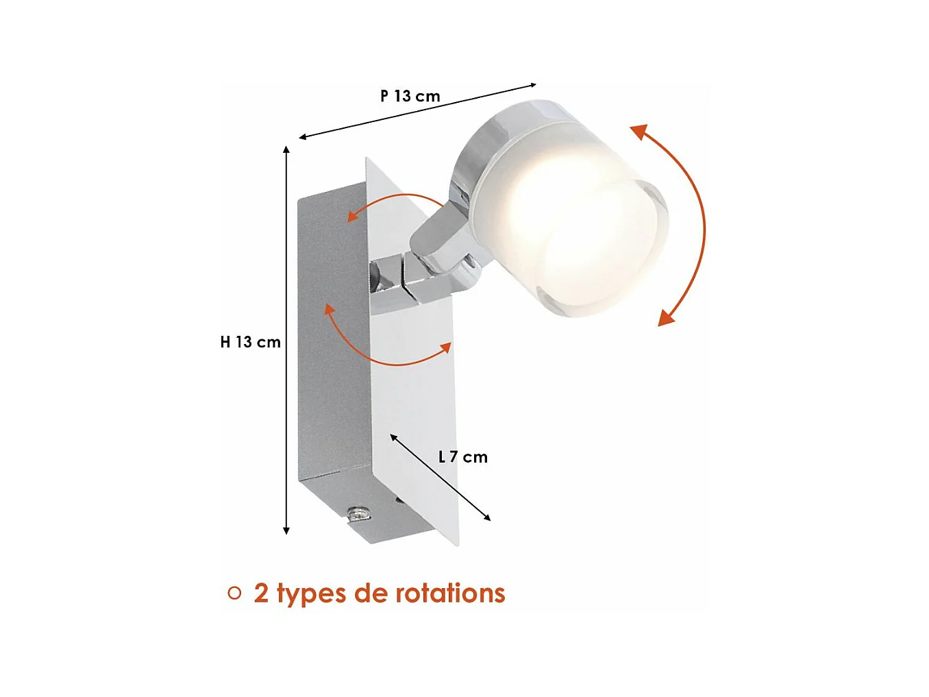 Spot de salle de bain chrome (5W 340lm 3000K) IP44 - Voltman