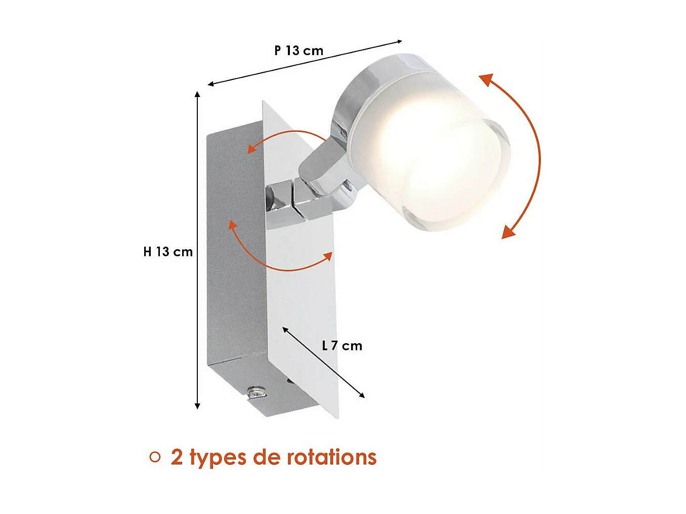 Spot de salle de bain chrome (5W 340lm 3000K) IP44 - Voltman