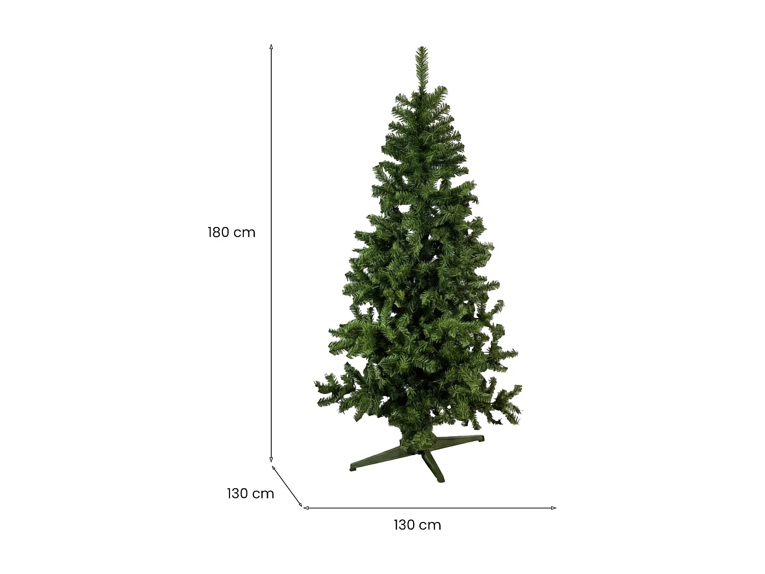Albero di Natale 150 cm Jingles, 36 Rami Made in Italy, 150h cm Verde