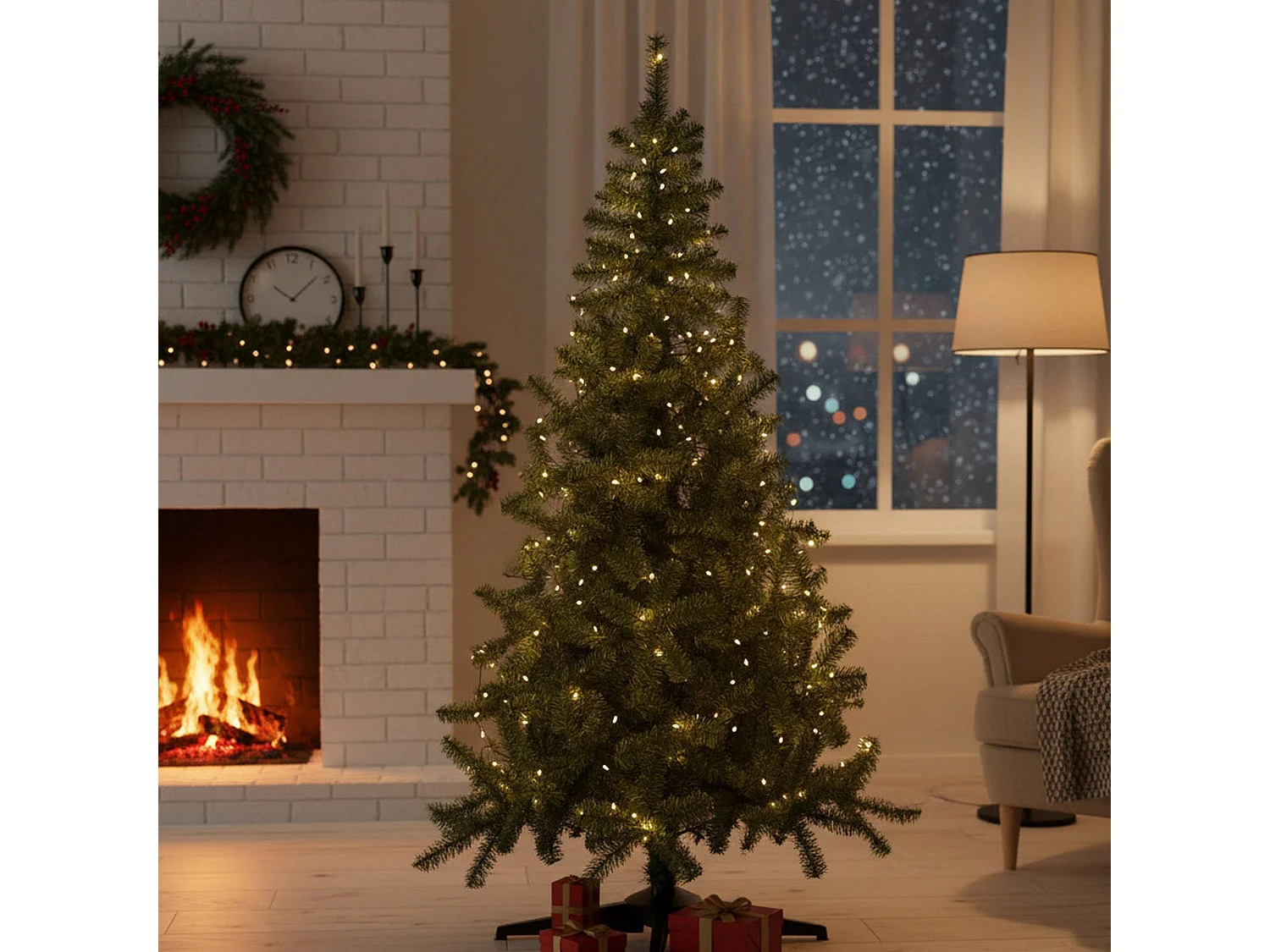 Sapin de Noël 150 cm Jingles, Pin artificiel, Arbre à effet réel, Sapin de Noël, Made in Italy, 80x80 h150 cm, Vert