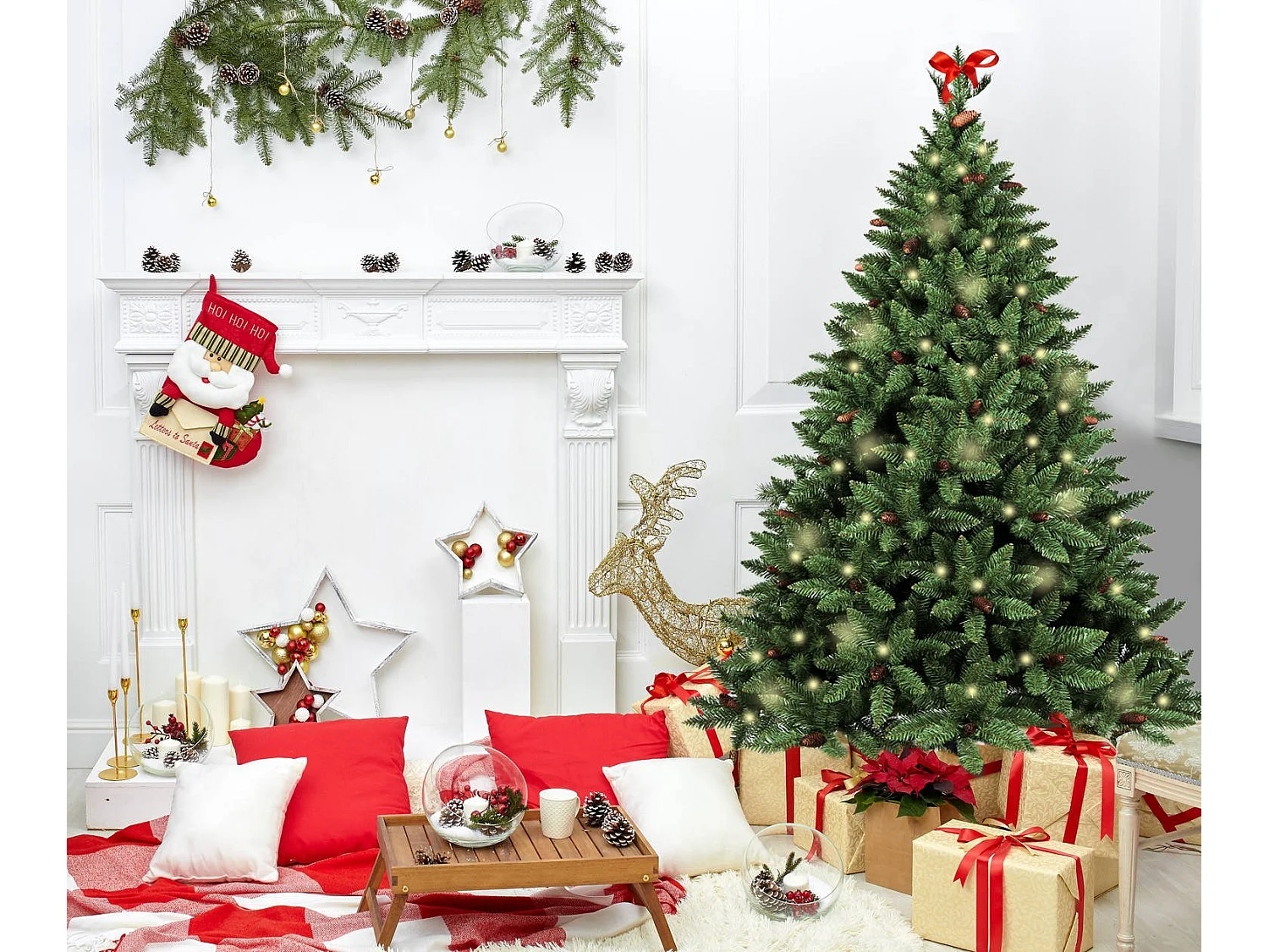 Sapin de Noël 120 cm Lapland, Pin artificiel, Arbre à effet réel, Sapin de Noël, 89x89 h120 cm, Vert