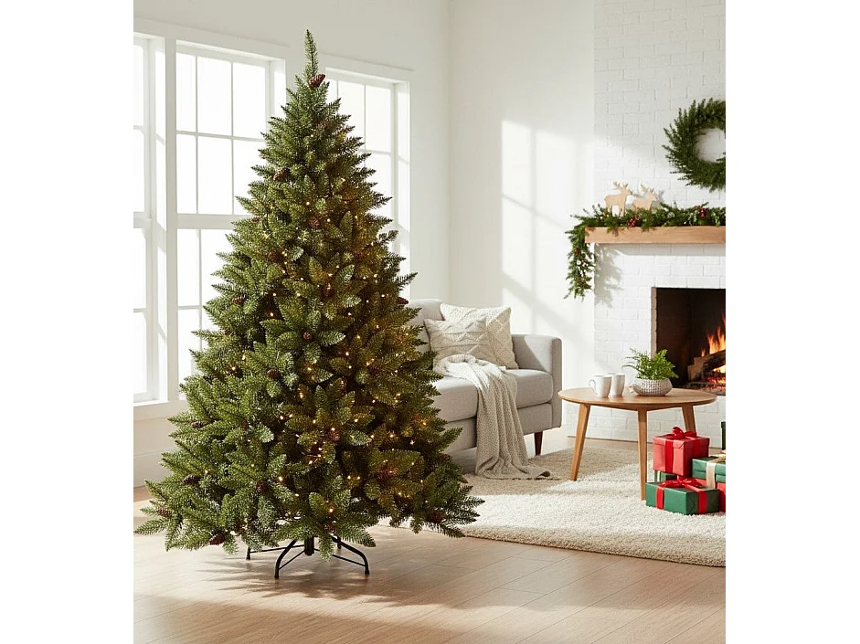 Weihnachtsbaum 120 cm Lapland, Künstliche Kiefer, Realistischer Baum, Tannenbaum, 89x89 h120 cm, Grün