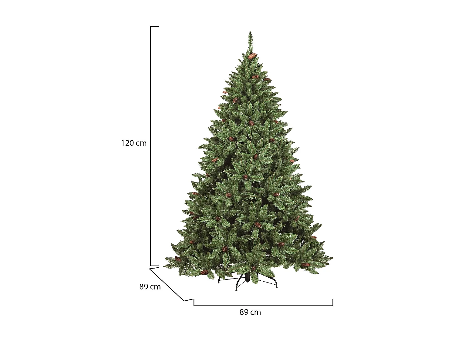 Sapin de Noël 120 cm Lapland, Pin artificiel, Arbre à effet réel, Sapin de Noël, 89x89 h120 cm, Vert