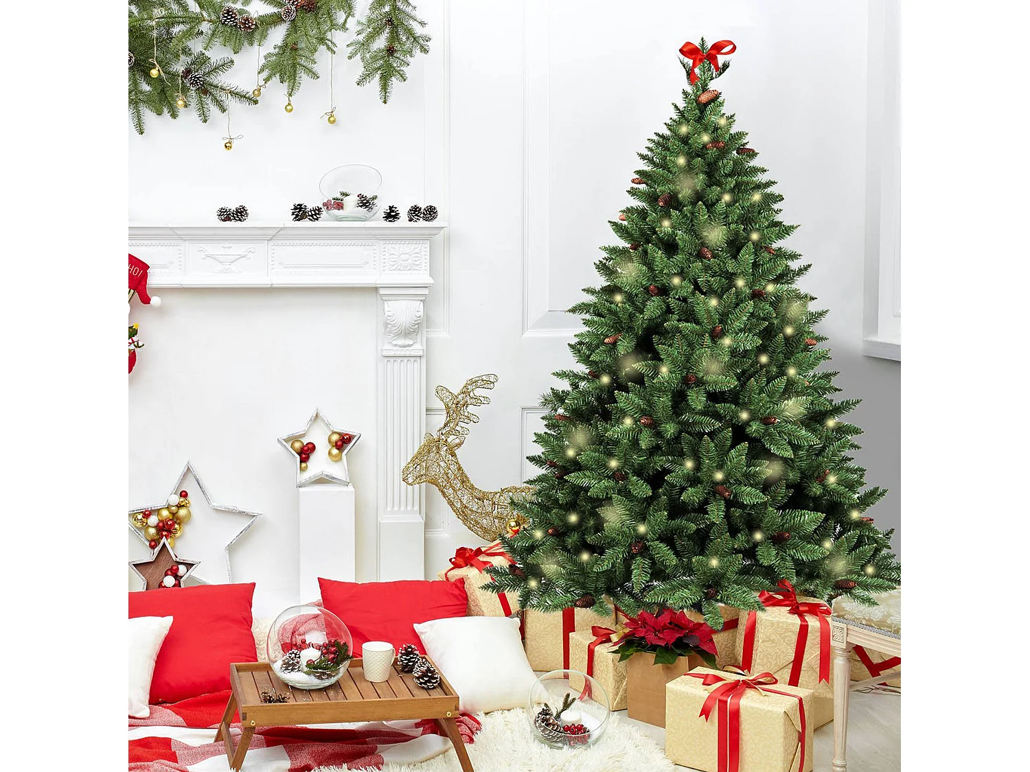 Albero di Natale 120 cm Lapland, 362 Rami, 120h cm Verde