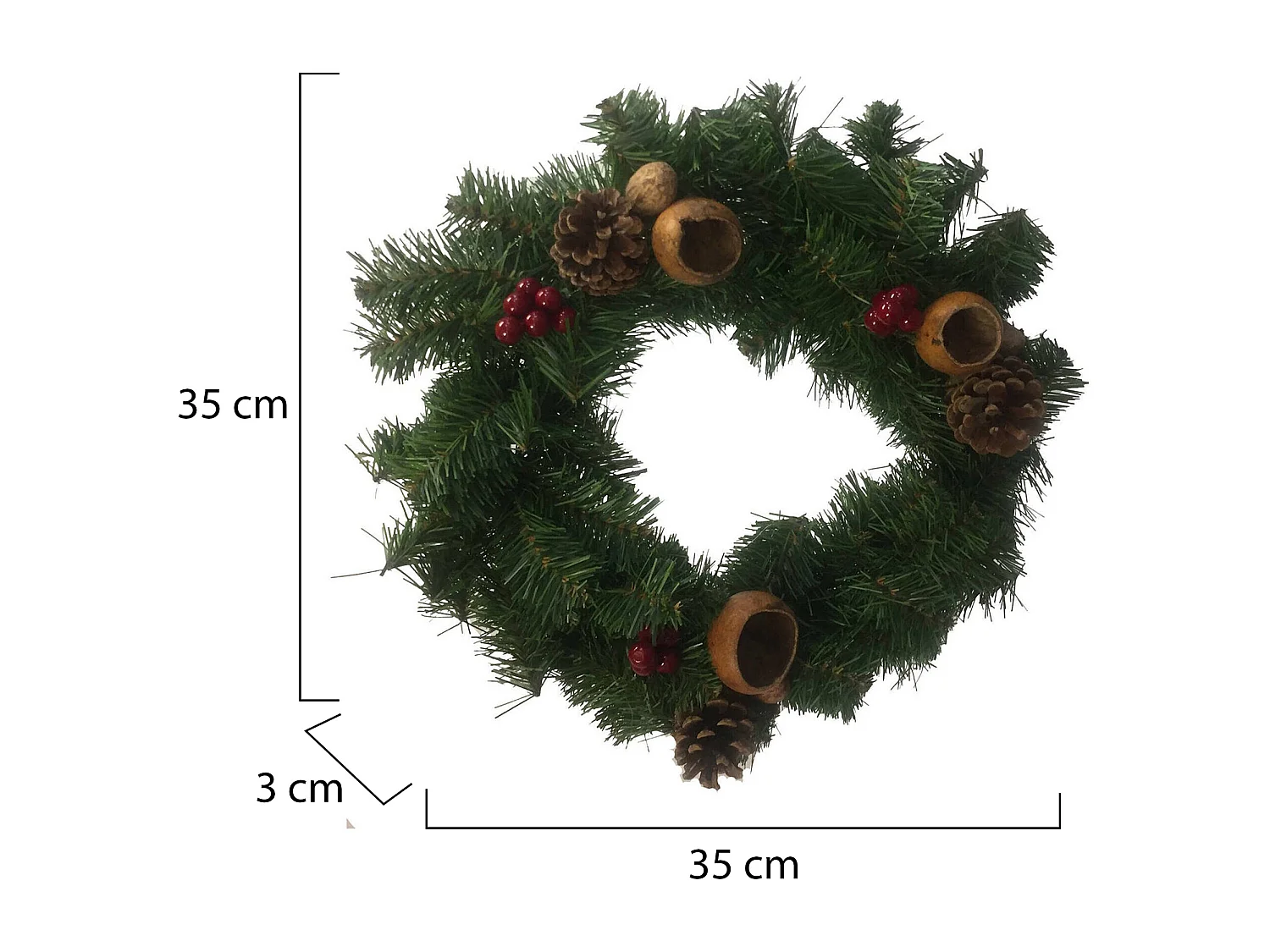 Weihnachtsdekoration Djaege, Weihnachtsdekor, Weihnachtsornament, Festliche Dekoration, Made in Italy, 35x35 h3 cm, Grün