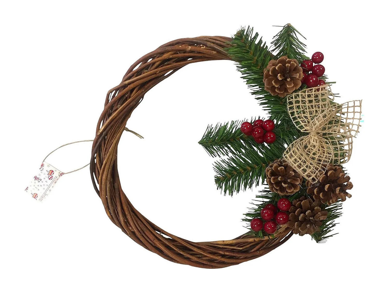 Décoration de Noël Dgreyserma, Ornement de Noël, Ornement de fête, Décoration festive, Made in Italy, 30x30 h3 cm, Vert et Marron