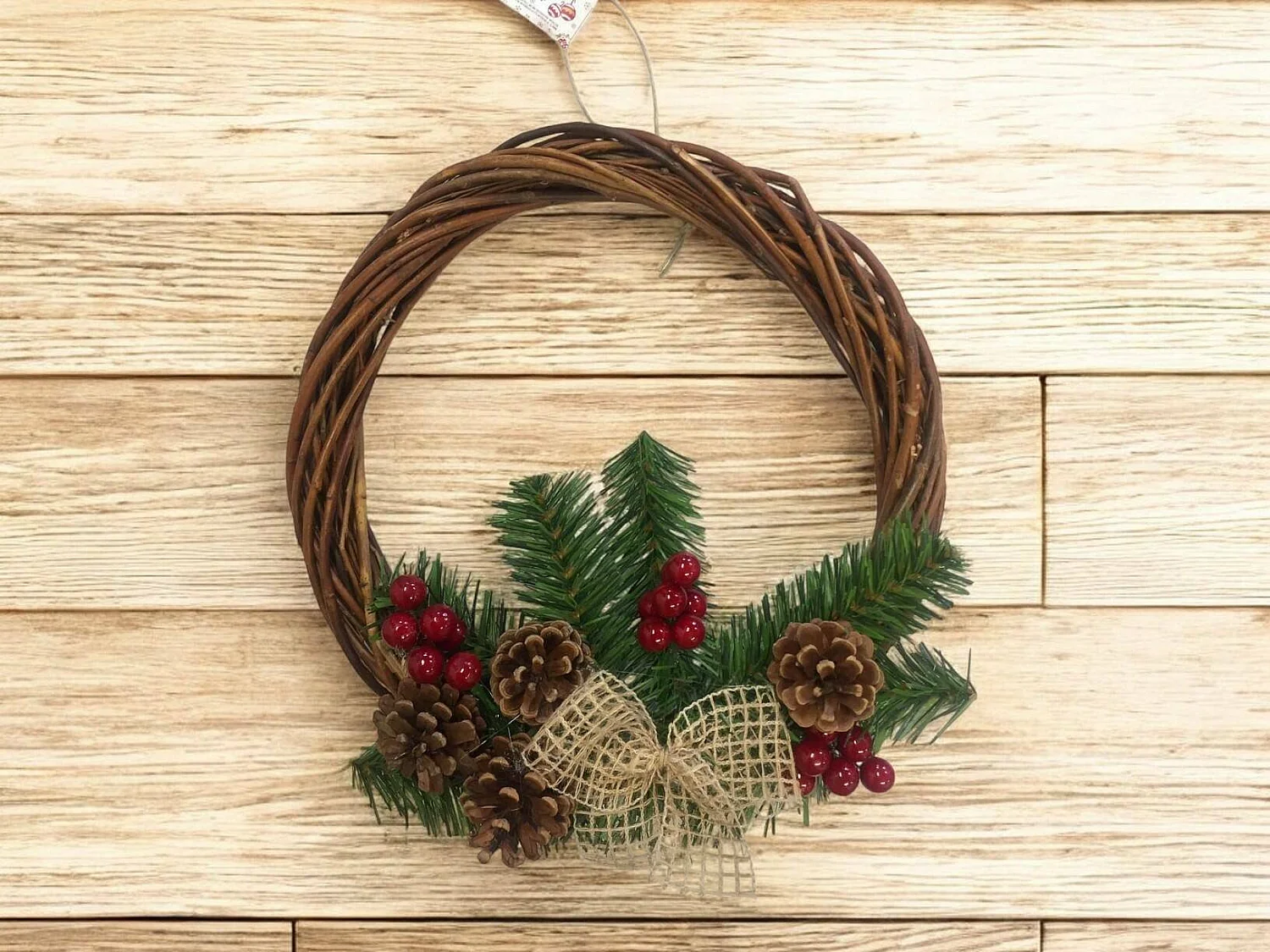 Décoration de Noël Dgreyserma, Ornement de Noël, Ornement de fête, Décoration festive, Made in Italy, 30x30 h3 cm, Vert et Marron