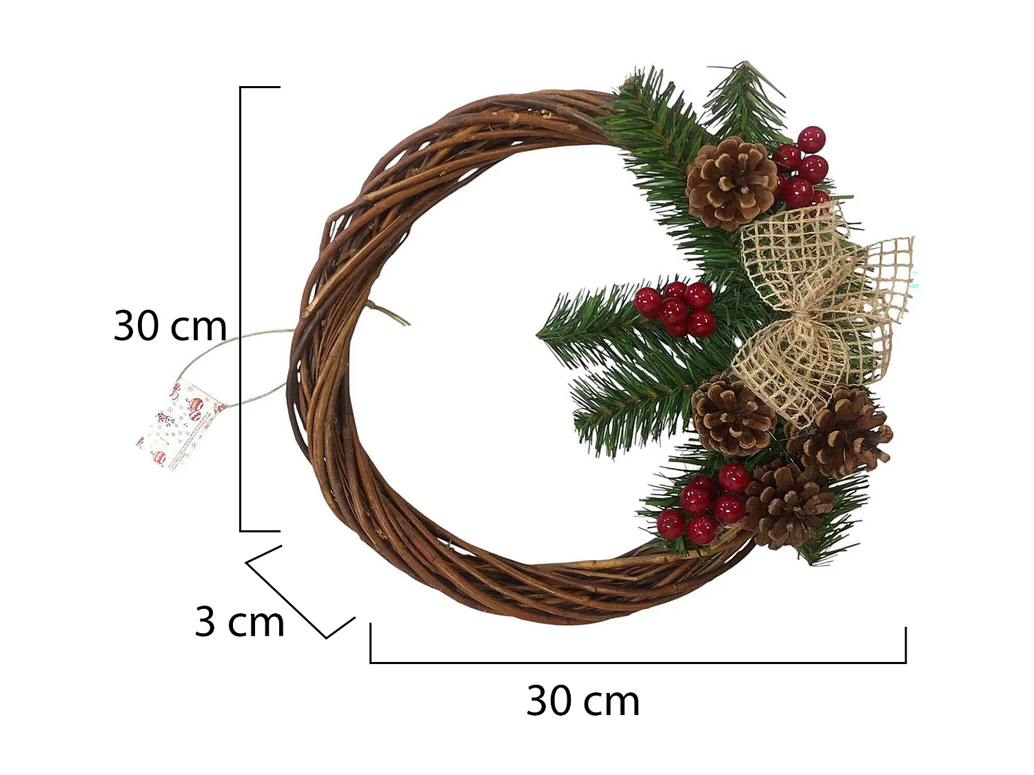 Weihnachtsdekoration Dgreyserma, Weihnachtsdekor, Weihnachtsornament, Festliche Dekoration, Made in Italy, 30x30 h3 cm, Grün und Braun