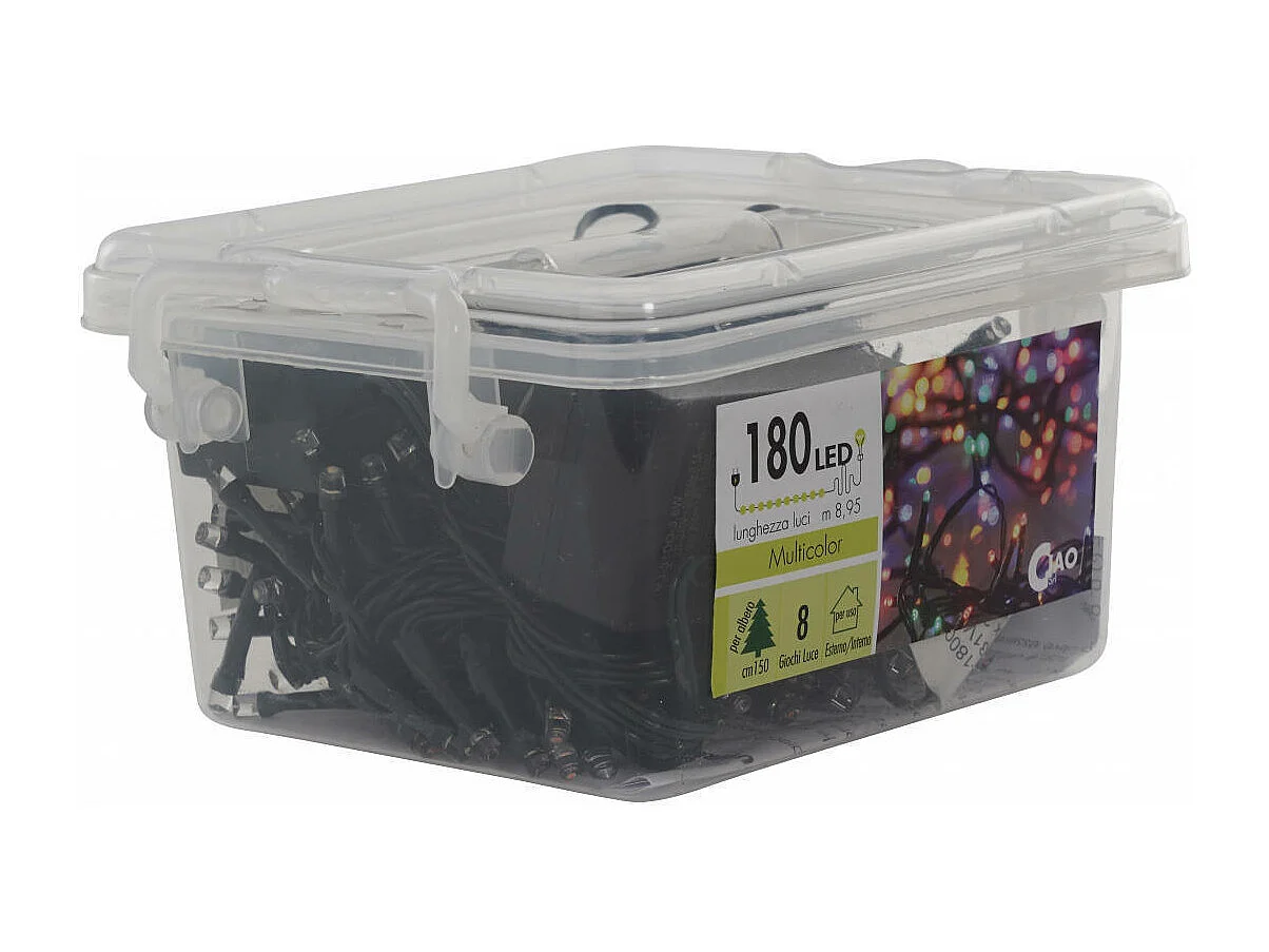 String Lichter 180 LED von außen und innen, 8 Spiele Lichter, Weihnachtslicht Kabel, Weihnachtsdekorationen, Grüner Draht 8,95M, mehrfarbige Lichter