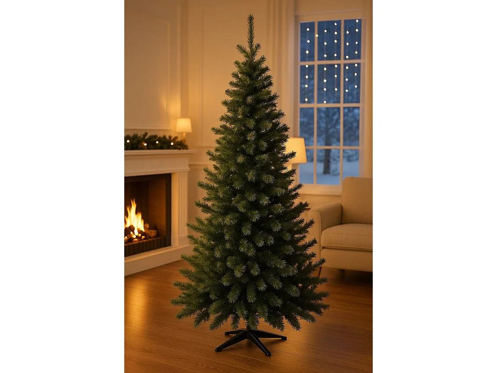 Sapin de Noël Tinsel, Pin artificiel, Arbre à effet réel, Sapin de Noël, Made in Italy, 150x150 h250 cm, Vert