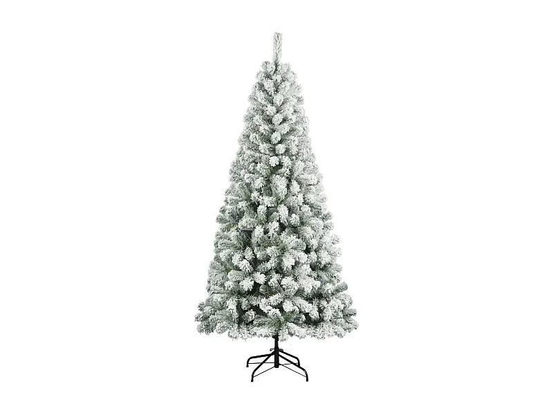 Sapin de Noël 240 cm Kris Kringle, Pin artificiel floqué, Arbre à effet réel, Sapin de Noël, 114x114 h240 cm, Vert et Blanc
