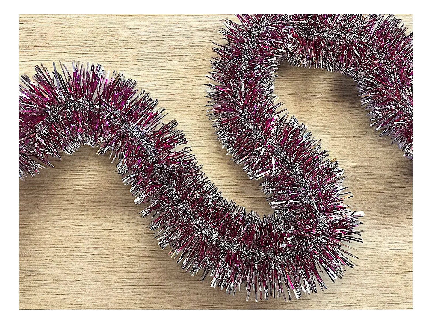 Décoration de Noël Dmccarth, Ornement de Noël, Ornement de fête, Décoration festive, Made in Italy, 1000x7 h7 cm, Fuchsia et Argent