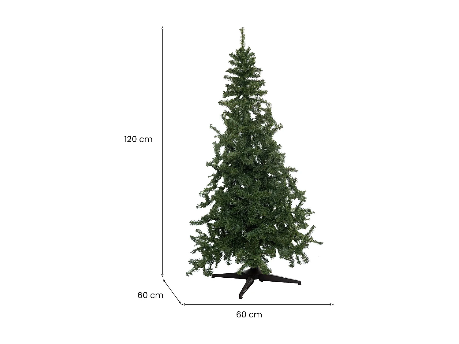 Weihnachtsbaum 120 cm Jingles, Künstliche Kiefer, Realistischer Baum, Tannenbaum, Made in Italy, 60x60 h120 cm, Grün