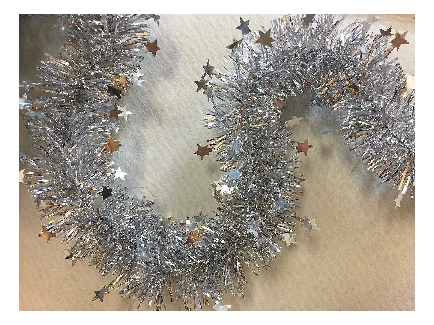 Décoration de Noël Dyoun, Ornement de Noël, Ornement de fête, Décoration festive, Made in Italy, 1000x8 h8 cm, Argent