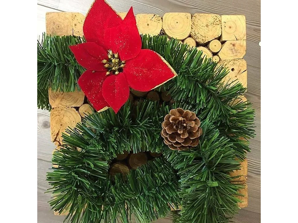 Décoration de Noël Dpendrit, Ornement de Noël, Ornement de fête, Décoration festive, Made in Italy, 800x8 h8 cm, Vert et Rouge