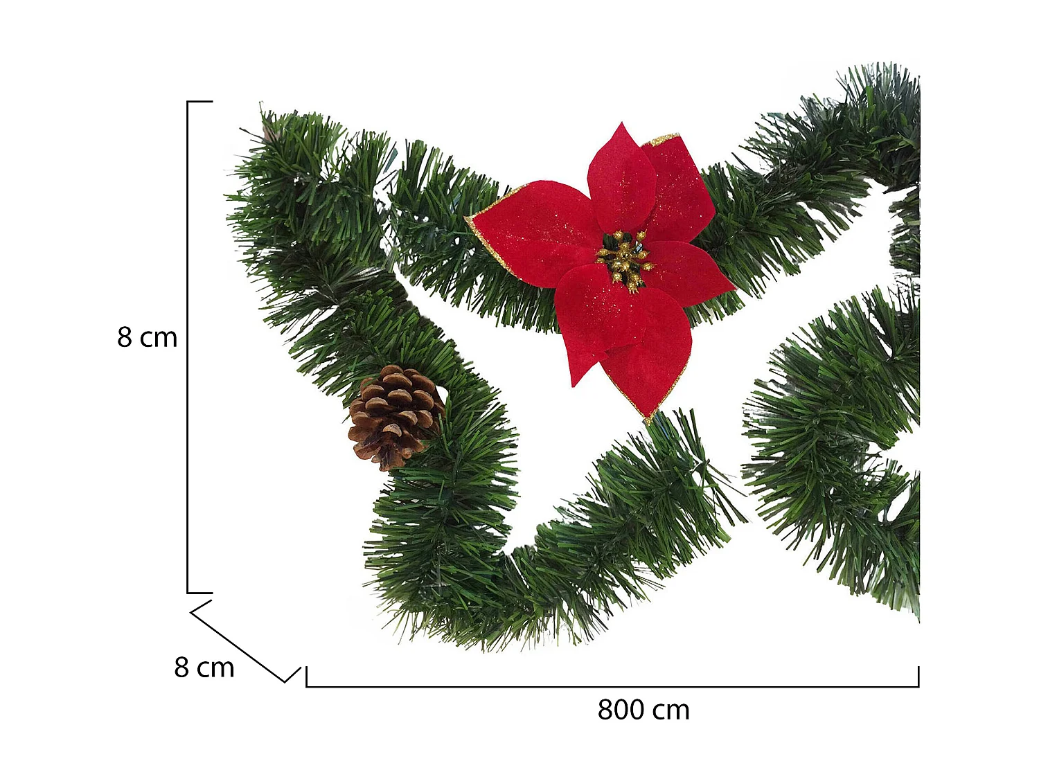 Décoration de Noël Dpendrit, Ornement de Noël, Ornement de fête, Décoration festive, Made in Italy, 800x8 h8 cm, Vert et Rouge