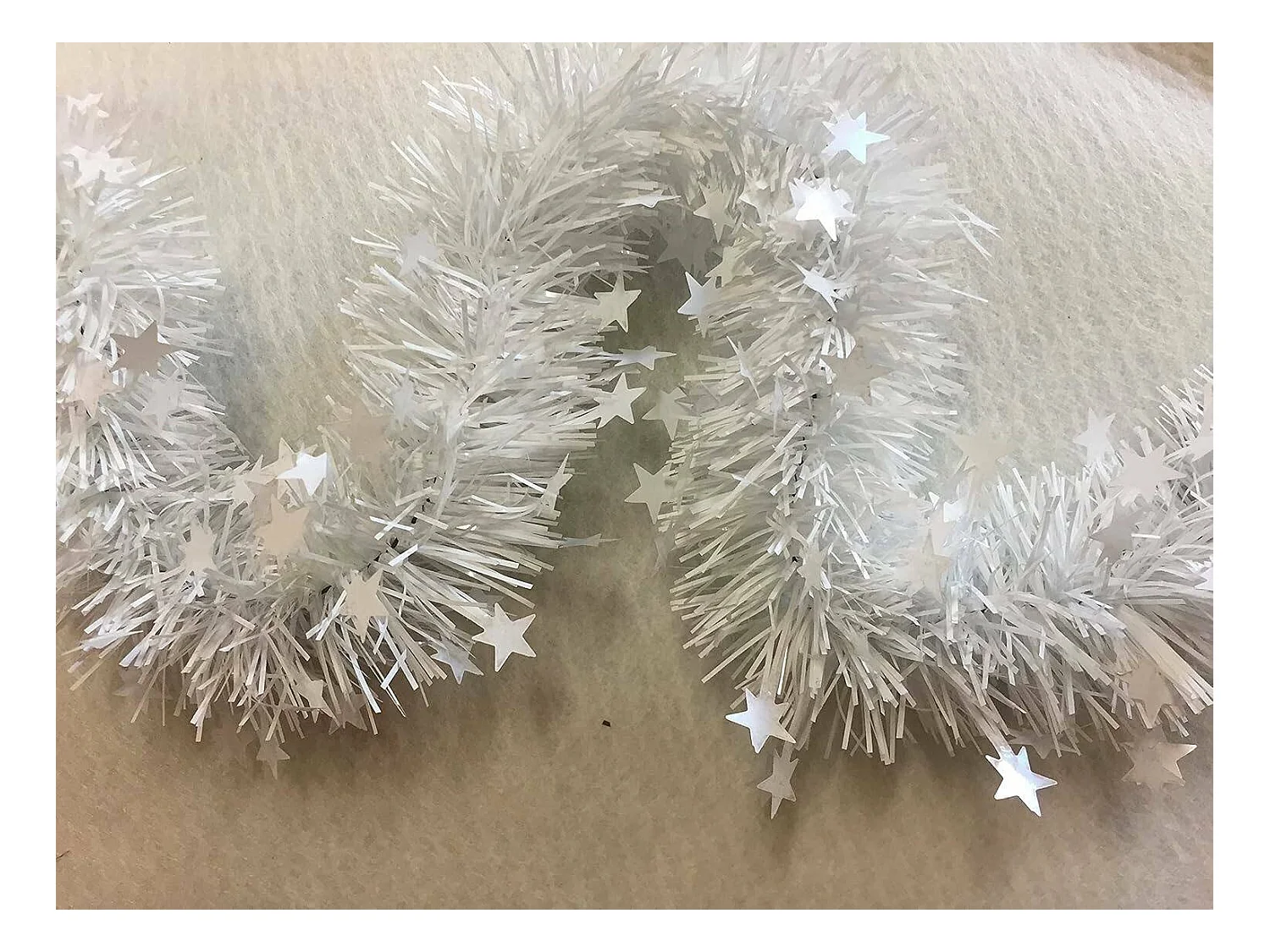 Décoration de Noël Dyoun, Ornement de Noël, Ornement de fête, Décoration festive, Made in Italy, 1000x8 h8 cm, Blanc