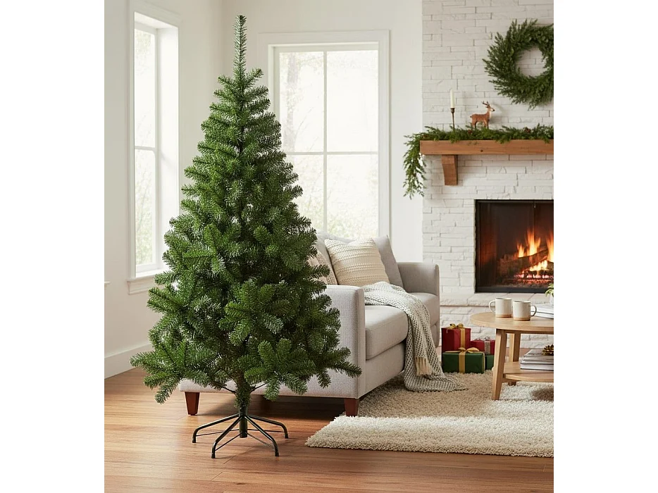 Kerstman Kerstboom 180 cm, Kunstden, Real effect boom, Extra dikke kerstboom, 101x101 h180 cm, Groen
