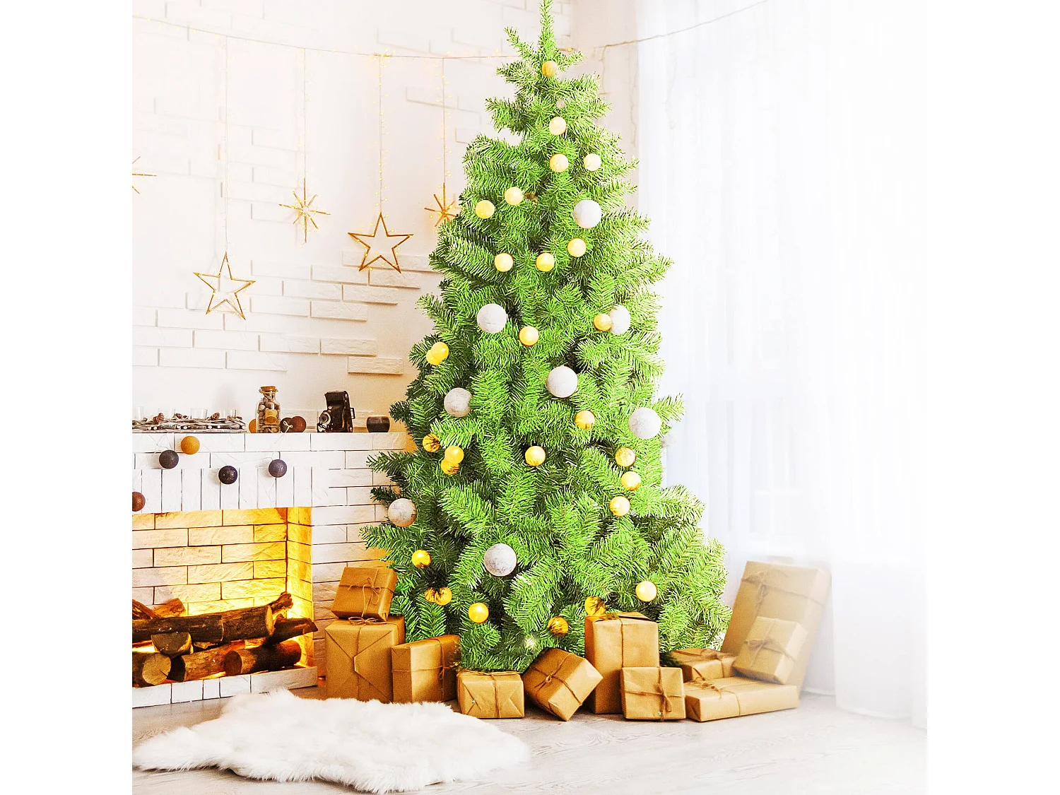 Sapin de Noël 180 cm Santa Claus, Pin artificiel, Arbre à effet réel, Sapin de Noël, 101x101 h180 cm, Vert