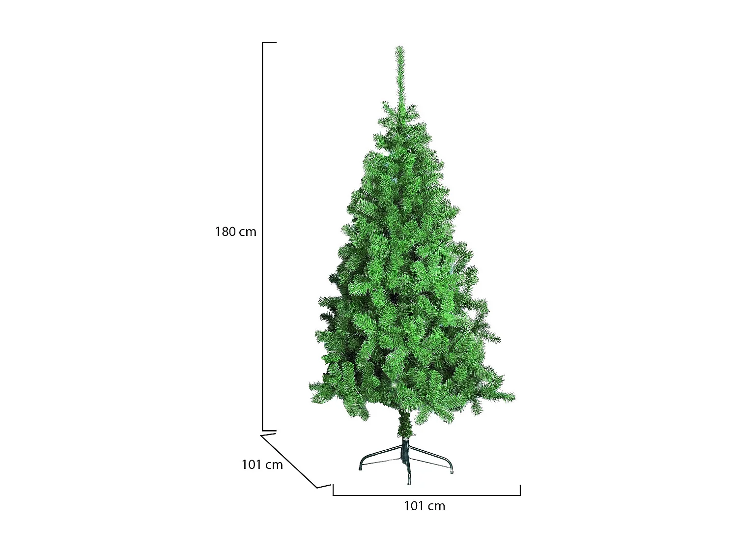 Sapin de Noël 180 cm Santa Claus, Pin artificiel, Arbre à effet réel, Sapin de Noël, 101x101 h180 cm, Vert