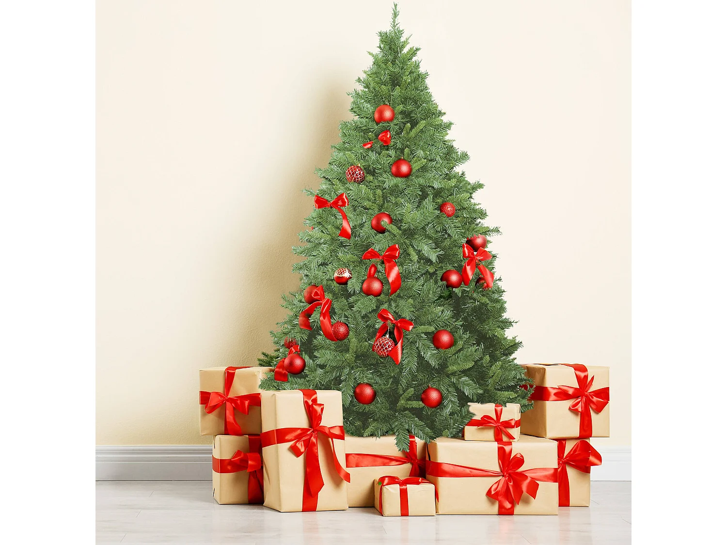 Weihnachtsbaum 150 cm Candy Cane, Künstliche Kiefer, Realistischer Baum, Tannenbaum, 114x114 h150 cm, Grün