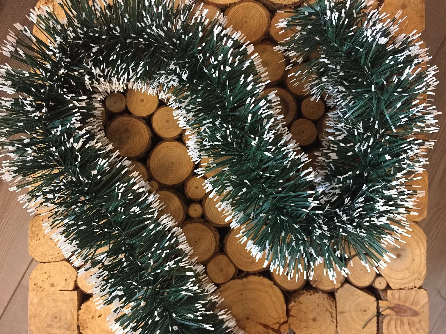 Décoration de Noël Dkir, Ornement de Noël, Ornement de fête, Décoration festive, Made in Italy, 1000x7 h7 cm, Vert et Blanc