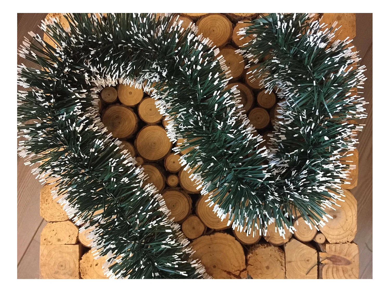 Décoration de Noël Dkir, Ornement de Noël, Ornement de fête, Décoration festive, Made in Italy, 1000x7 h7 cm, Vert et Blanc