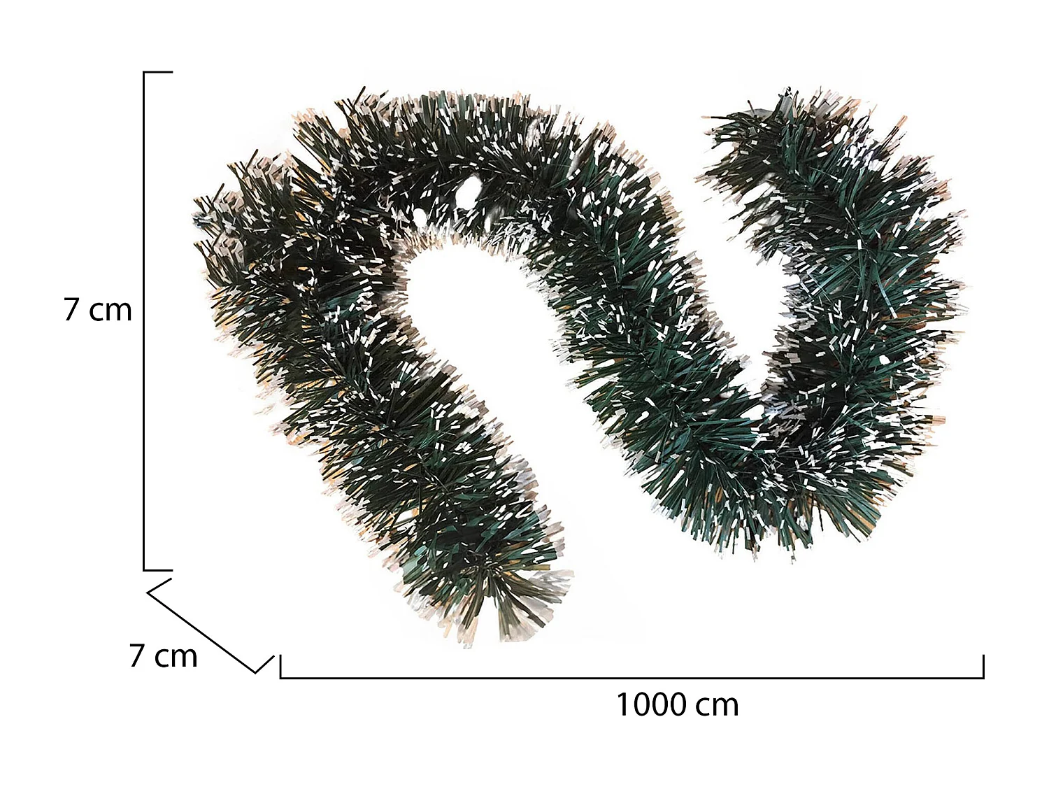 Décoration de Noël Dkir, Ornement de Noël, Ornement de fête, Décoration festive, Made in Italy, 1000x7 h7 cm, Vert et Blanc