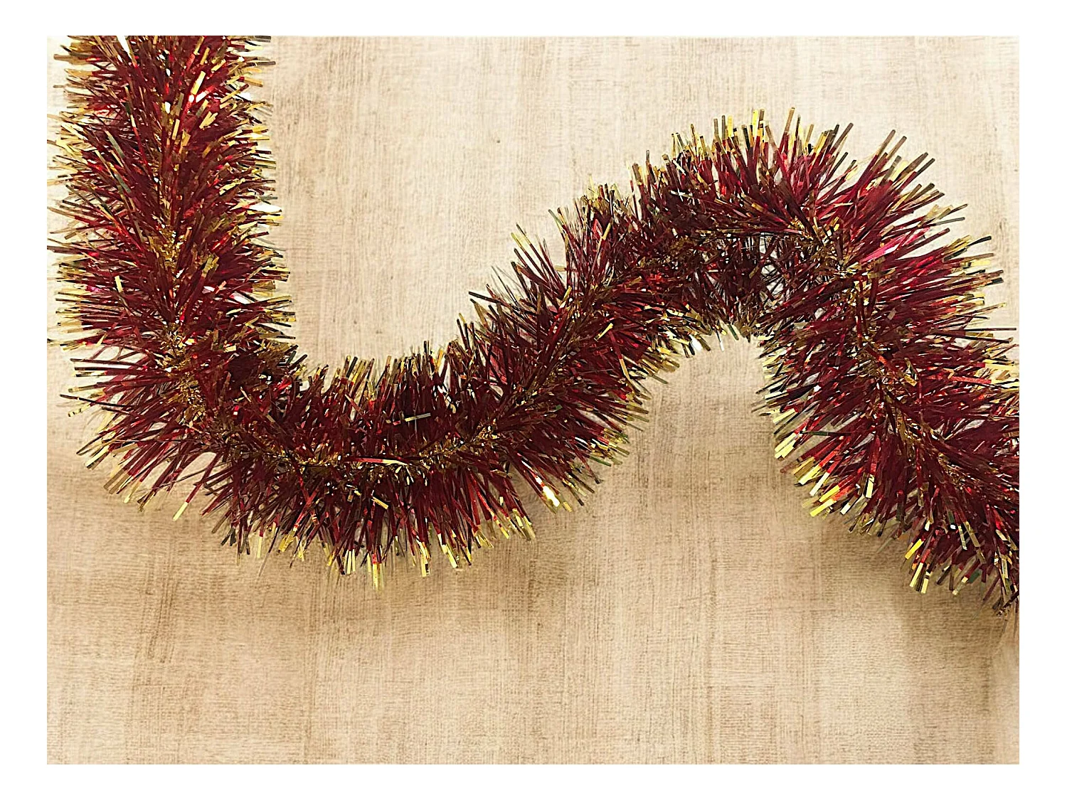 Décoration de Noël Dmccarth, Ornement de Noël, Ornement de fête, Décoration festive, Made in Italy, 1000x7 h7 cm, Rouge et Or