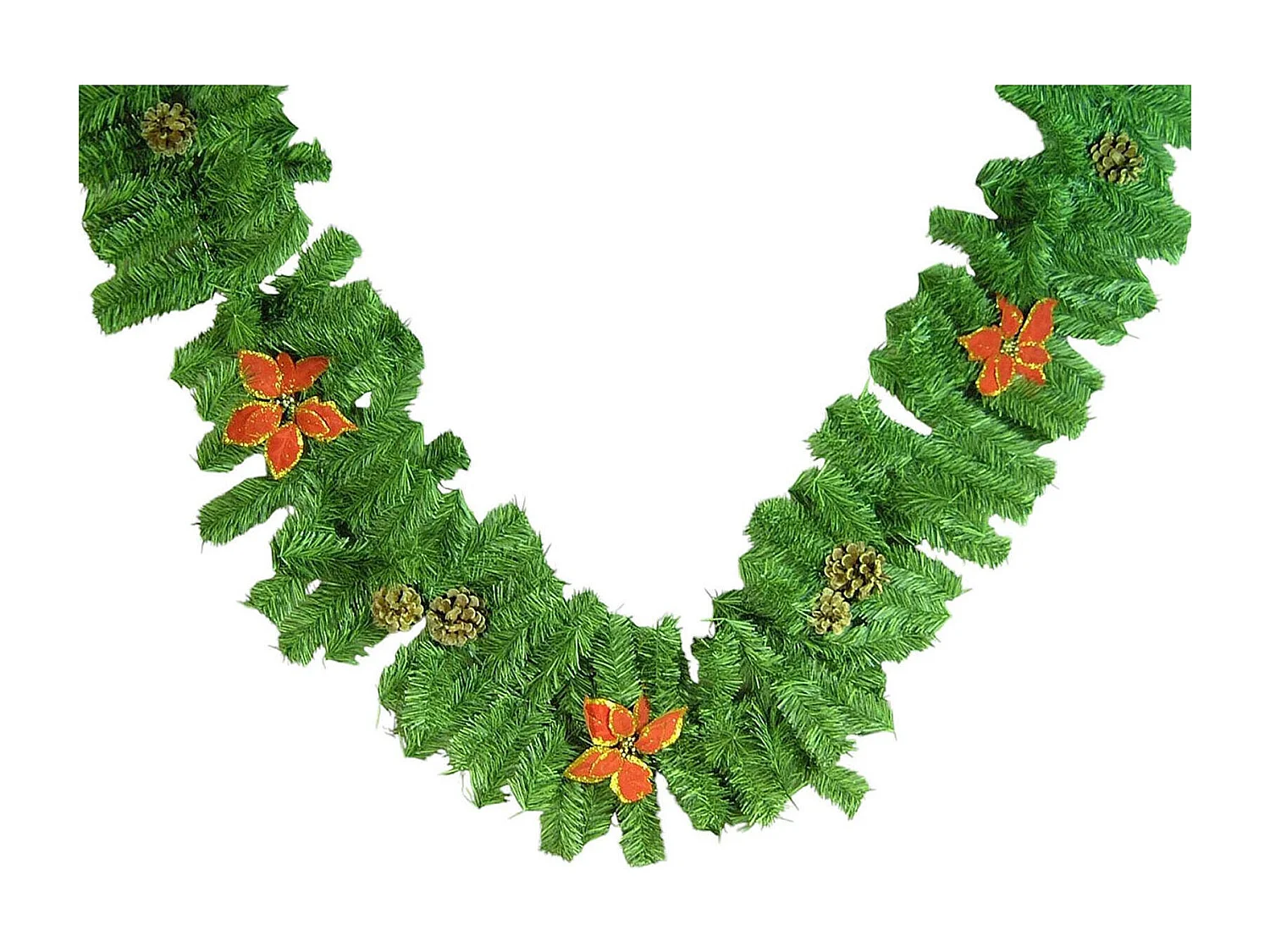 Décoration de Noël Dhojgaar, Ornement de Noël, Ornement de fête, Décoration festive, Made in Italy, 220x25 h25 cm, Vert et Rouge